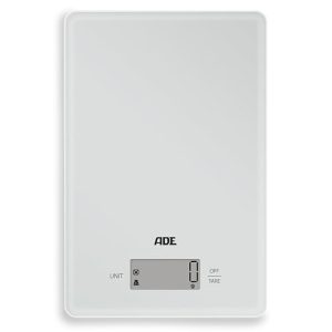 ADE Digitale Küchenwaage mit großem Display | präzise bis 5 kg | flach & gut lesbar | in Silber