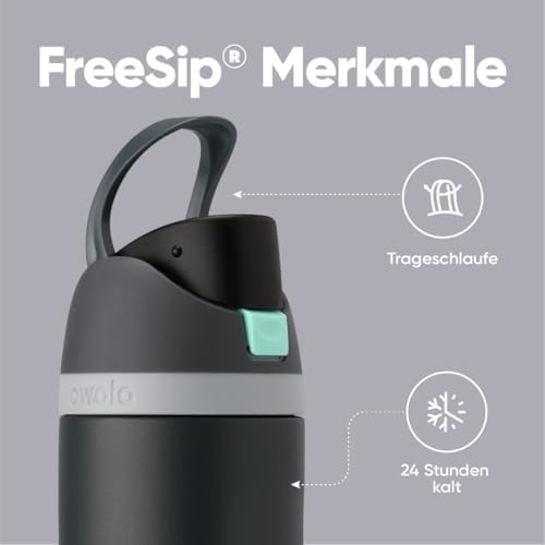Owala FreeSip 710 ml Edelstahl Trinkflasche mit Strohhalm – BPA-frei für Sport, Fitness und Reisen, Foggy Tide