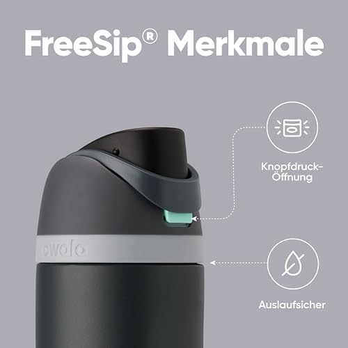 Owala FreeSip 710 ml Edelstahl Trinkflasche mit Strohhalm – BPA-frei für Sport, Fitness und Reisen, Foggy Tide
