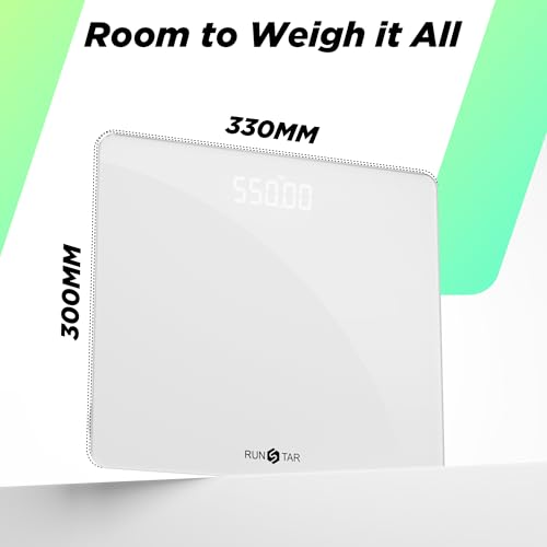 RunSTAR Digitale Personenwaage – Präzise Messung bis 250 kg, elegantes Design mit großer Trittfläche und LCD-Display für