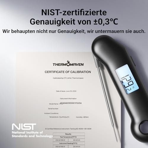 ThermoMaven F1 Turbo Fleischthermometer – 0,5s Sofortanzeige, IP67 Wasserdicht für Grill & BBQ