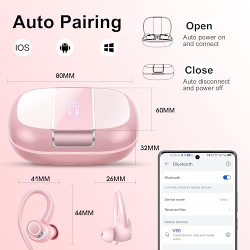 Sportliche Bluetooth Kopfhörer - Kabellos mit 5.3, ENC Mikrofon, 48Std Tiefbass und IPX7 Wasserfest!