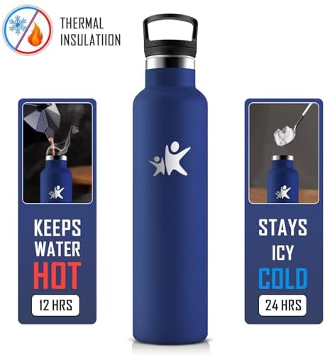 KollyKolla Edelstahl Trinkflasche 1L – Auslaufsichere, BPA-freie Thermoskanne mit Strohhalm für Sport & Reisen