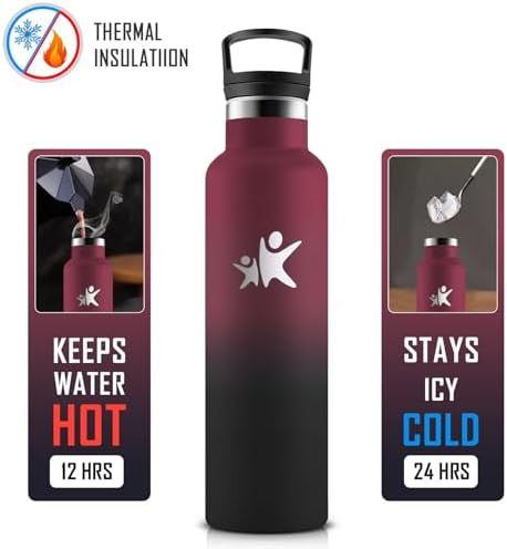 KollyKolla Edelstahl Trinkflasche 1L – Auslaufsichere, BPA-freie Thermoskanne mit Strohhalm für Sport & Reisen