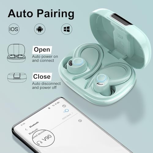 Sportliche Bluetooth Kopfhörer - Kabellos mit 5.3, ENC Mikrofon, 48Std Tiefbass und IPX7 Wasserfest!