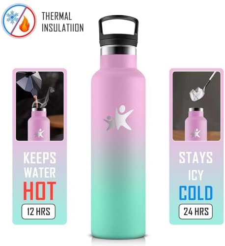 KollyKolla Edelstahl Trinkflasche 1L – Auslaufsichere, BPA-freie Thermoskanne mit Strohhalm für Sport & Reisen