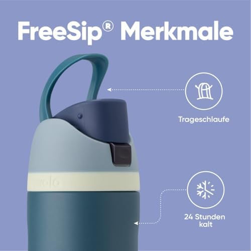 Owala FreeSip 710 ml Edelstahl Trinkflasche mit Strohhalm – BPA-frei für Sport, Fitness und Reisen, Foggy Tide