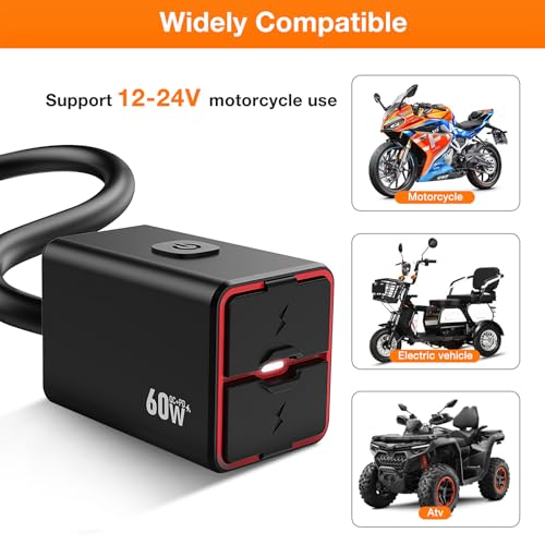 60W Motorrad USB Steckdose 12V - IPX6 wasserdicht, QC |0 & PD |0 für sicheres Laden unterwegs