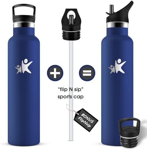 KollyKolla Edelstahl Trinkflasche 1L – Auslaufsichere, BPA-freie Thermoskanne mit Strohhalm für Sport & Reisen