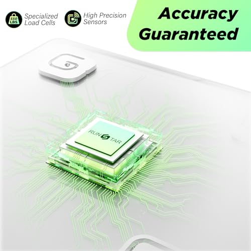 RunSTAR Digitale Personenwaage – Präzise Messung bis 250 kg, elegantes Design mit großer Trittfläche und LCD-Display für