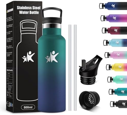 KollyKolla Edelstahl Trinkflasche 1L – Auslaufsichere, BPA-freie Thermoskanne mit Strohhalm für Sport & Reisen