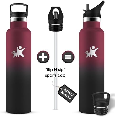 KollyKolla Edelstahl Trinkflasche 1L – Auslaufsichere, BPA-freie Thermoskanne mit Strohhalm für Sport & Reisen