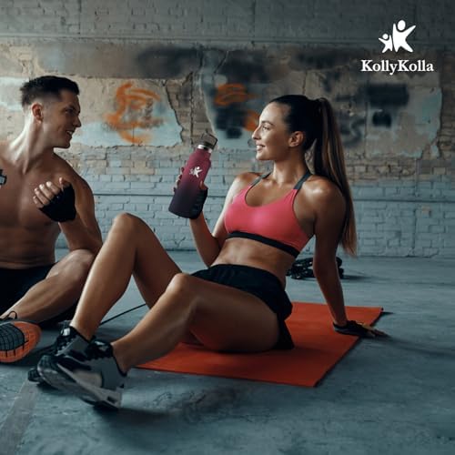 KollyKolla Edelstahl Trinkflasche 1L – Auslaufsichere, BPA-freie Thermoskanne mit Strohhalm für Sport & Reisen