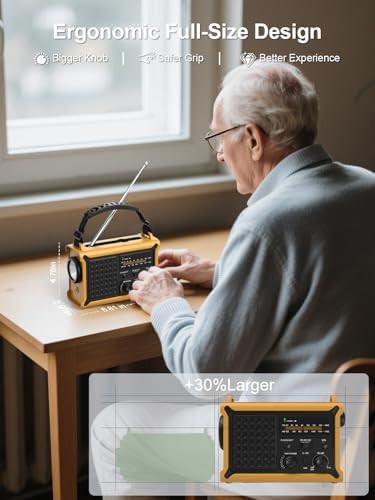 ROCAM Notfallradio 12000mAh - Tragbares Kurbelradio mit Solarpanel & LED für Camping & Notfälle