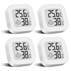 Mini Digitalthermometer 4er Set - LCD Hygrometer für Innenräume, kabellos, präziser Temperatursensor in ℉/℃ - Ideal für
