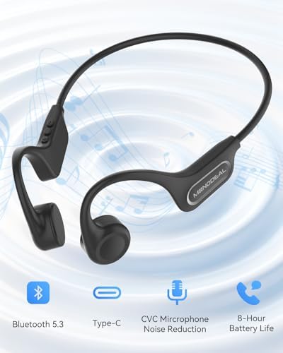 MONODEAL Knochenschall Kopfhörer Bluetooth 5.3 - IPX6 Wasserdicht & Typ-C zum Joggen und Radfahren