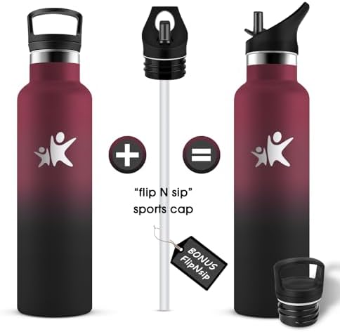 KollyKolla Edelstahl Trinkflasche 1L – Auslaufsichere, BPA-freie Thermoskanne mit Strohhalm für Sport & Reisen