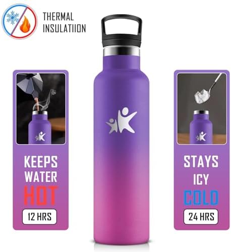 KollyKolla Edelstahl Trinkflasche 1L – Auslaufsichere, BPA-freie Thermoskanne mit Strohhalm für Sport & Reisen