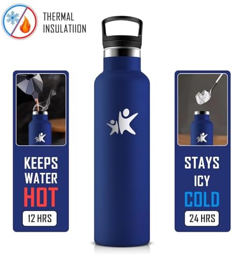KollyKolla Edelstahl Trinkflasche 1L – Auslaufsichere, BPA-freie Thermoskanne mit Strohhalm für Sport & Reisen