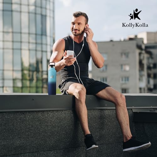 KollyKolla Edelstahl Trinkflasche 1L – Auslaufsichere, BPA-freie Thermoskanne mit Strohhalm für Sport & Reisen