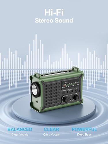 ROCAM Notfallradio 12000mAh - Tragbares Kurbelradio mit Solarpanel & LED für Camping & Notfälle