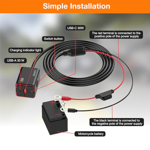 60W Motorrad USB Steckdose 12V - IPX6 wasserdicht, QC |0 & PD |0 für sicheres Laden unterwegs