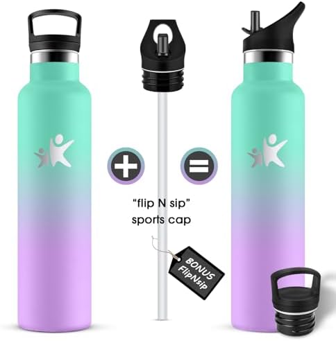 KollyKolla Edelstahl Trinkflasche 1L – Auslaufsichere, BPA-freie Thermoskanne mit Strohhalm für Sport & Reisen