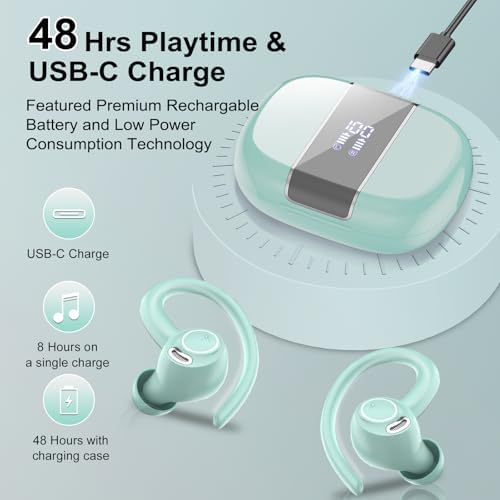 Sportliche Bluetooth Kopfhörer - Kabellos mit 5.3, ENC Mikrofon, 48Std Tiefbass und IPX7 Wasserfest!