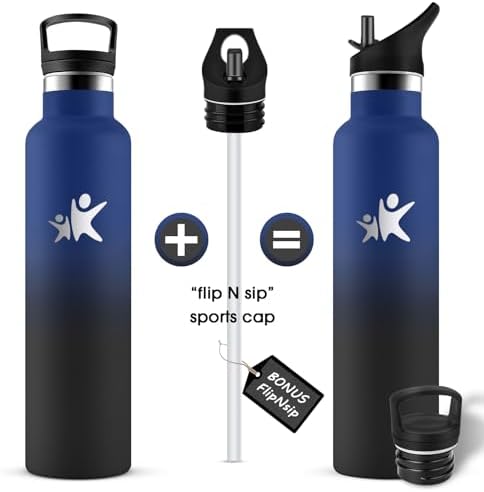 KollyKolla Edelstahl Trinkflasche 1L – Auslaufsichere, BPA-freie Thermoskanne mit Strohhalm für Sport & Reisen