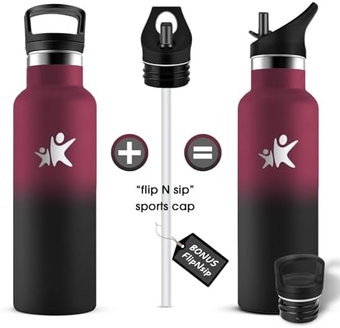 KollyKolla Edelstahl Trinkflasche 1L – Auslaufsichere, BPA-freie Thermoskanne mit Strohhalm für Sport & Reisen
