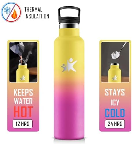 KollyKolla Edelstahl Trinkflasche 1L – Auslaufsichere, BPA-freie Thermoskanne mit Strohhalm für Sport & Reisen