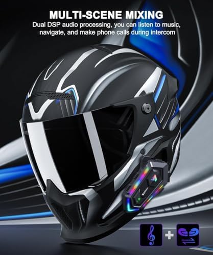 Motorradhelm Lautsprecher Bluetooth Headset – Wasserdichtes Hi-Fi Kommunikationssystem für alle Helme mit 1000 mAh Akku