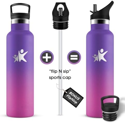 KollyKolla Edelstahl Trinkflasche 1L – Auslaufsichere, BPA-freie Thermoskanne mit Strohhalm für Sport & Reisen