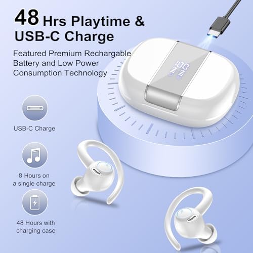 Sportliche Bluetooth Kopfhörer - Kabellos mit 5.3, ENC Mikrofon, 48Std Tiefbass und IPX7 Wasserfest!