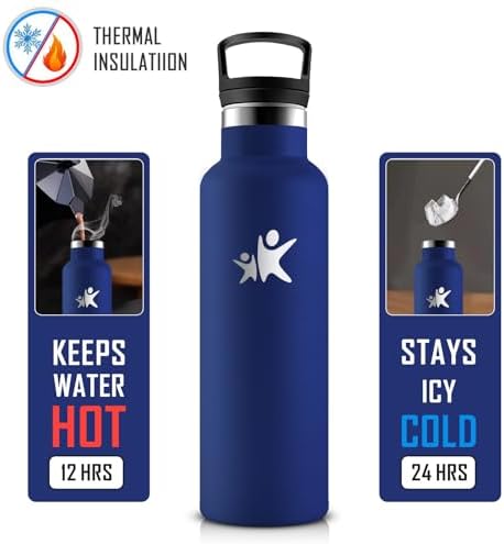 KollyKolla Edelstahl Trinkflasche 1L – Auslaufsichere, BPA-freie Thermoskanne mit Strohhalm für Sport & Reisen