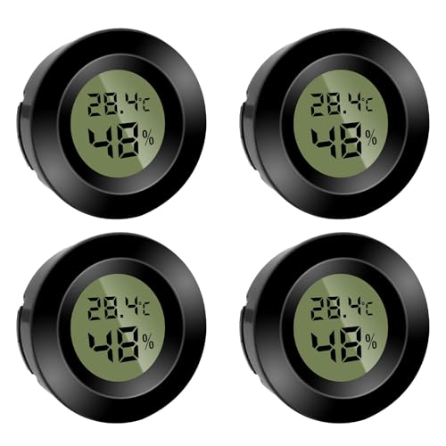 4 Stück Mini Hygrometer Thermometer – Präzise Luftfeuchtigkeitsmessung für Büro und Wohnzimmer (Batterien Inkl.)