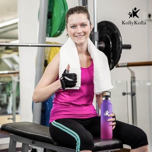KollyKolla Edelstahl Trinkflasche 1L – Auslaufsichere, BPA-freie Thermoskanne mit Strohhalm für Sport & Reisen