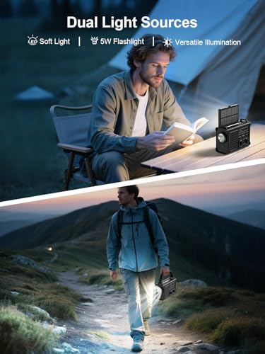 ROCAM Notfallradio 12000mAh - Tragbares Kurbelradio mit Solarpanel & LED für Camping & Notfälle