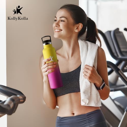 KollyKolla Edelstahl Trinkflasche 1L – Auslaufsichere, BPA-freie Thermoskanne mit Strohhalm für Sport & Reisen