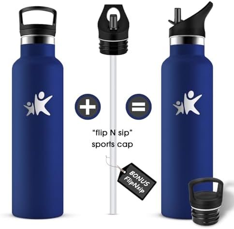 KollyKolla Edelstahl Trinkflasche 1L – Auslaufsichere, BPA-freie Thermoskanne mit Strohhalm für Sport & Reisen