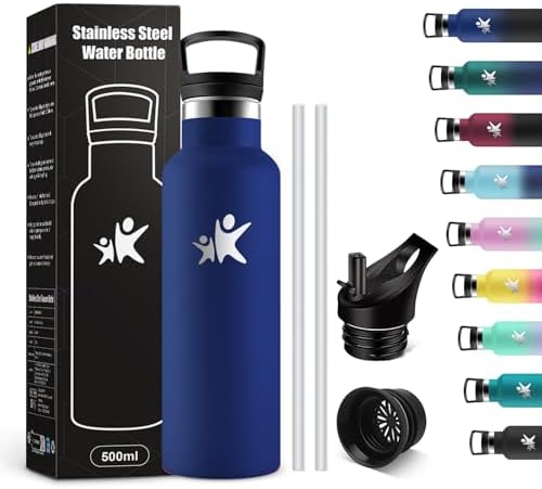 KollyKolla Edelstahl Trinkflasche 1L – Auslaufsichere, BPA-freie Thermoskanne mit Strohhalm für Sport & Reisen