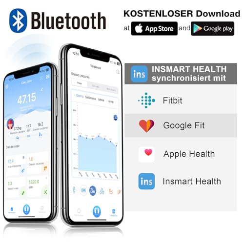 INSMART Bluetooth Personenwaage Digital – Präzise Körperfettwaage für Fitness Tracking zu Hause!