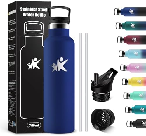 KollyKolla Edelstahl Trinkflasche 1L – Auslaufsichere, BPA-freie Thermoskanne mit Strohhalm für Sport & Reisen