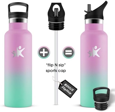 KollyKolla Edelstahl Trinkflasche 1L – Auslaufsichere, BPA-freie Thermoskanne mit Strohhalm für Sport & Reisen