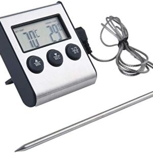 Meichoon Fleischthermometer für Grill und Küche – Präzises Kochen mit Timer und Sonde für Fleisch, Wasser, Milch und Wei