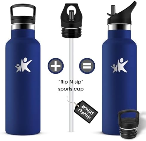 KollyKolla Edelstahl Trinkflasche 1L – Auslaufsichere, BPA-freie Thermoskanne mit Strohhalm für Sport & Reisen