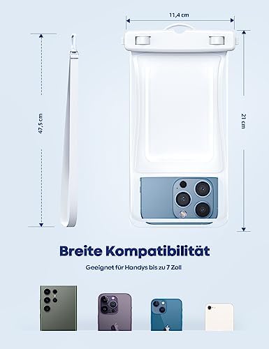 Lamicall Wasserdichte Handyhülle - IPX8 Unterwasser Tasche für Schwimmen, 2 Stück für iPhone & Samsung bis 7 Zoll