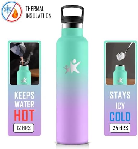 KollyKolla Edelstahl Trinkflasche 1L – Auslaufsichere, BPA-freie Thermoskanne mit Strohhalm für Sport & Reisen