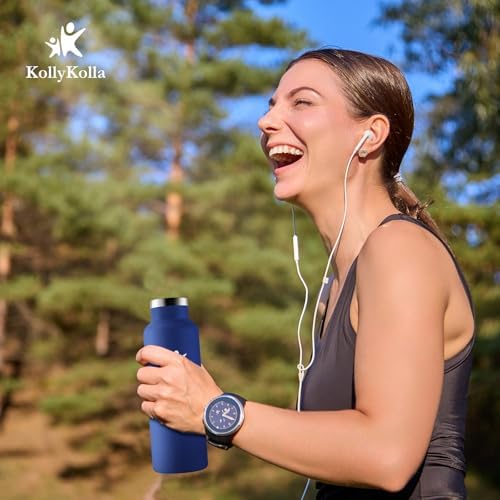 KollyKolla Edelstahl Trinkflasche 1L – Auslaufsichere, BPA-freie Thermoskanne mit Strohhalm für Sport & Reisen