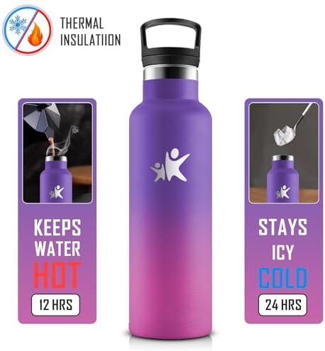 KollyKolla Edelstahl Trinkflasche 1L – Auslaufsichere, BPA-freie Thermoskanne mit Strohhalm für Sport & Reisen